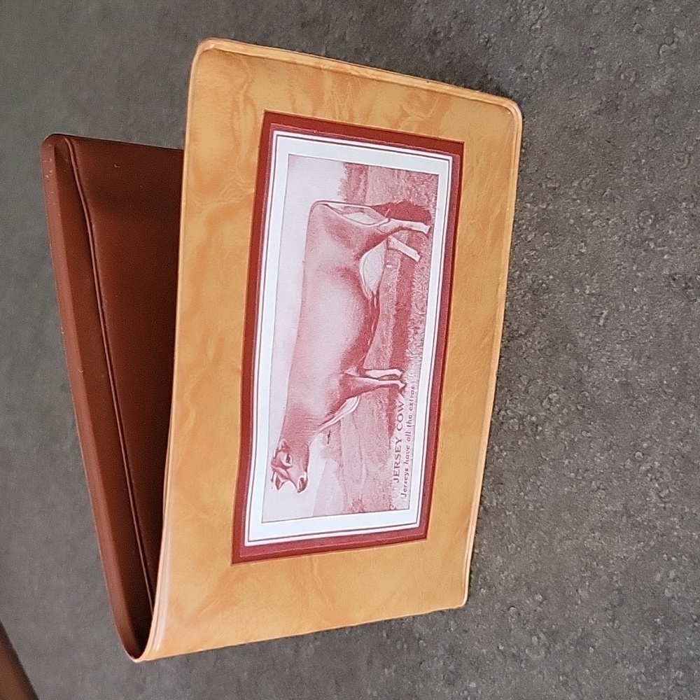 Remelon Plastic Wallet Featuring Jersey Cow Farmer, Vintage